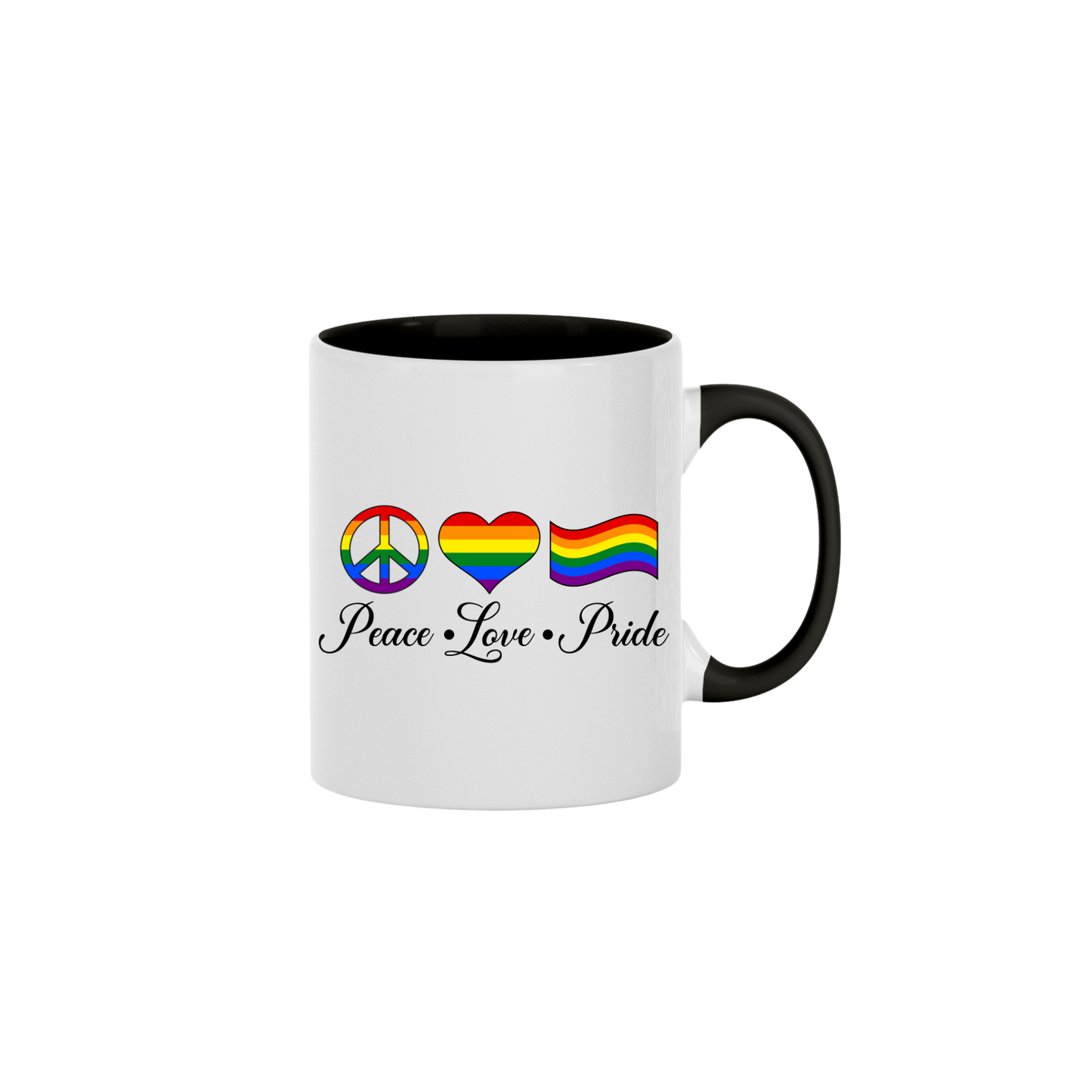"Peace, Love, Pride" Mug