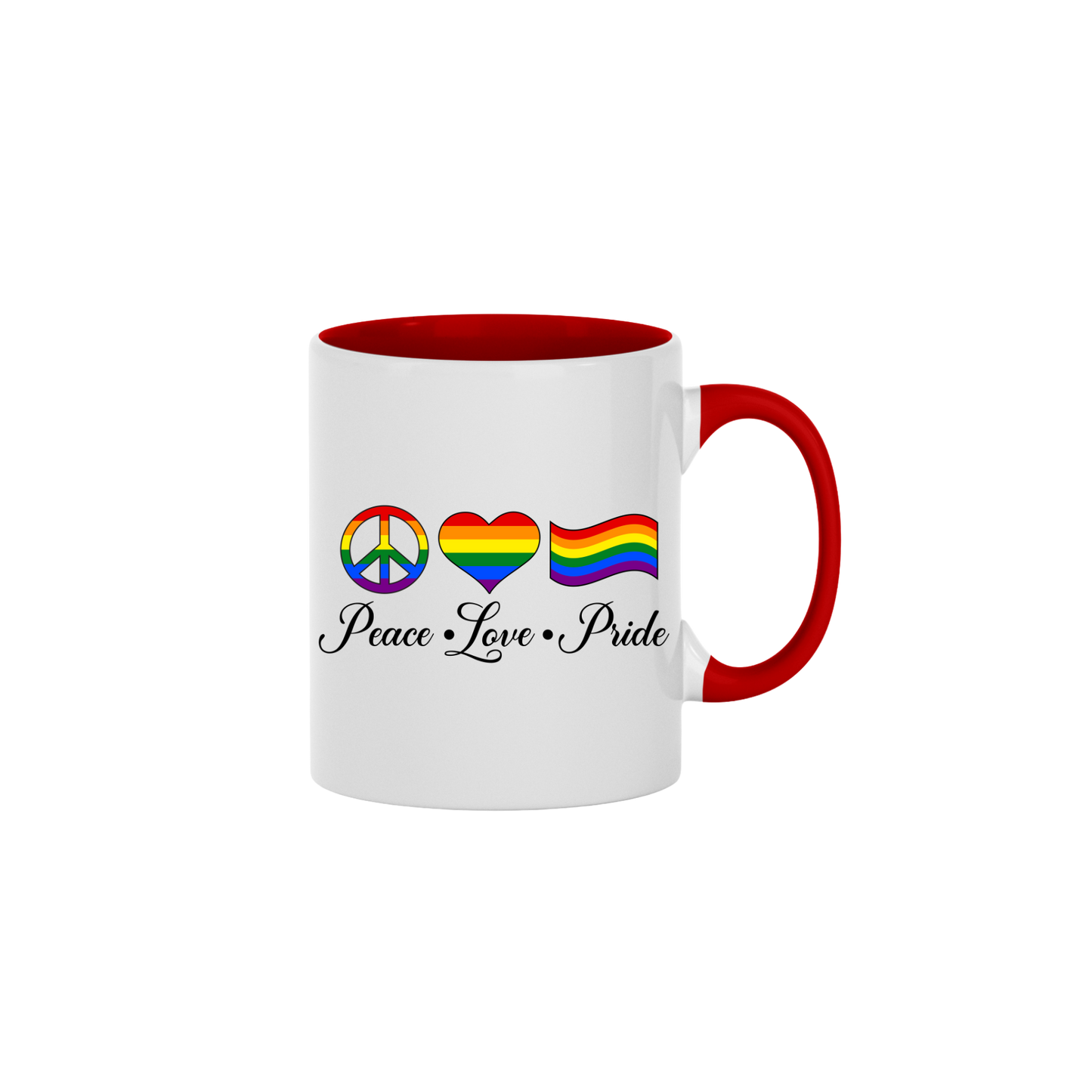 "Peace, Love, Pride" Mug