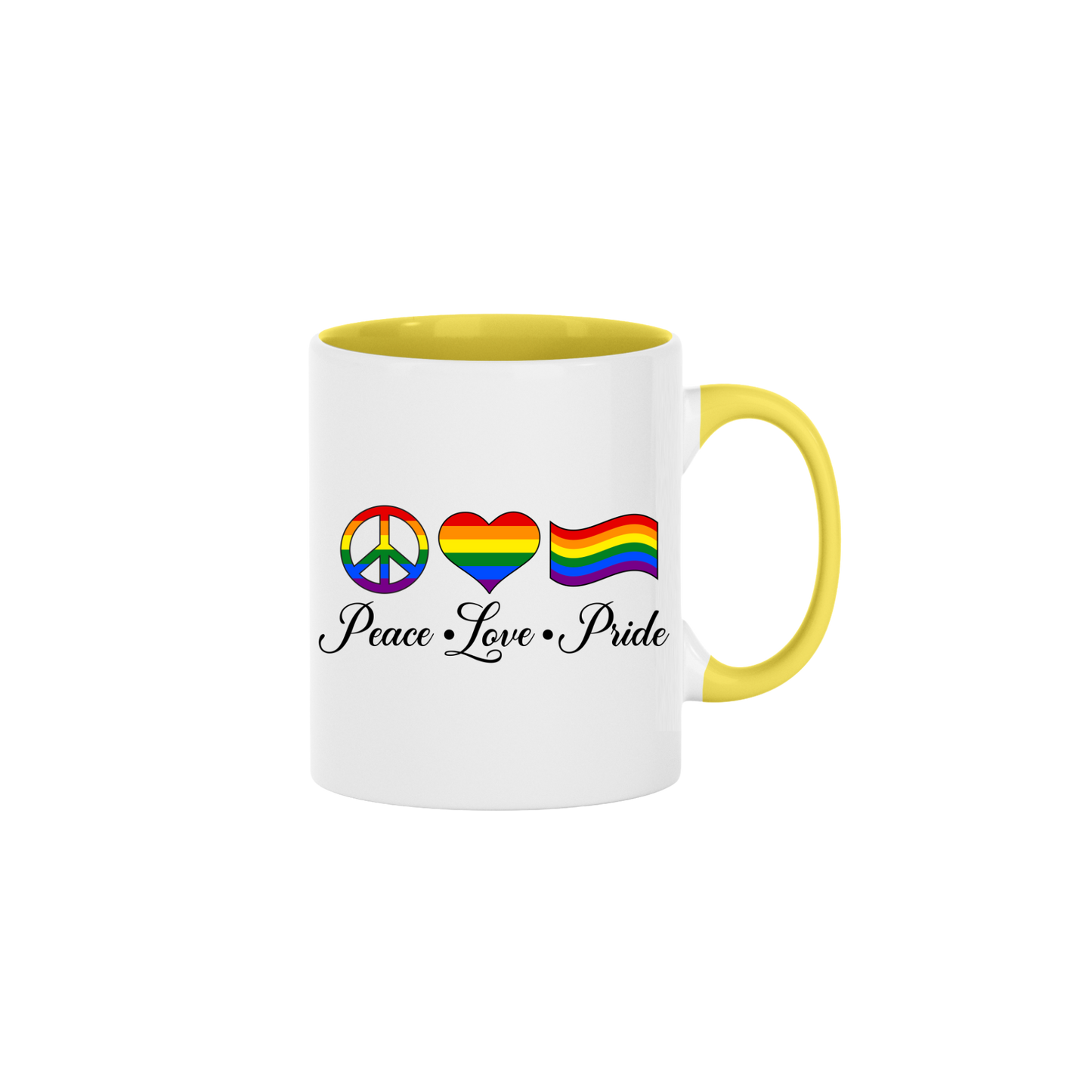 "Peace, Love, Pride" Mug
