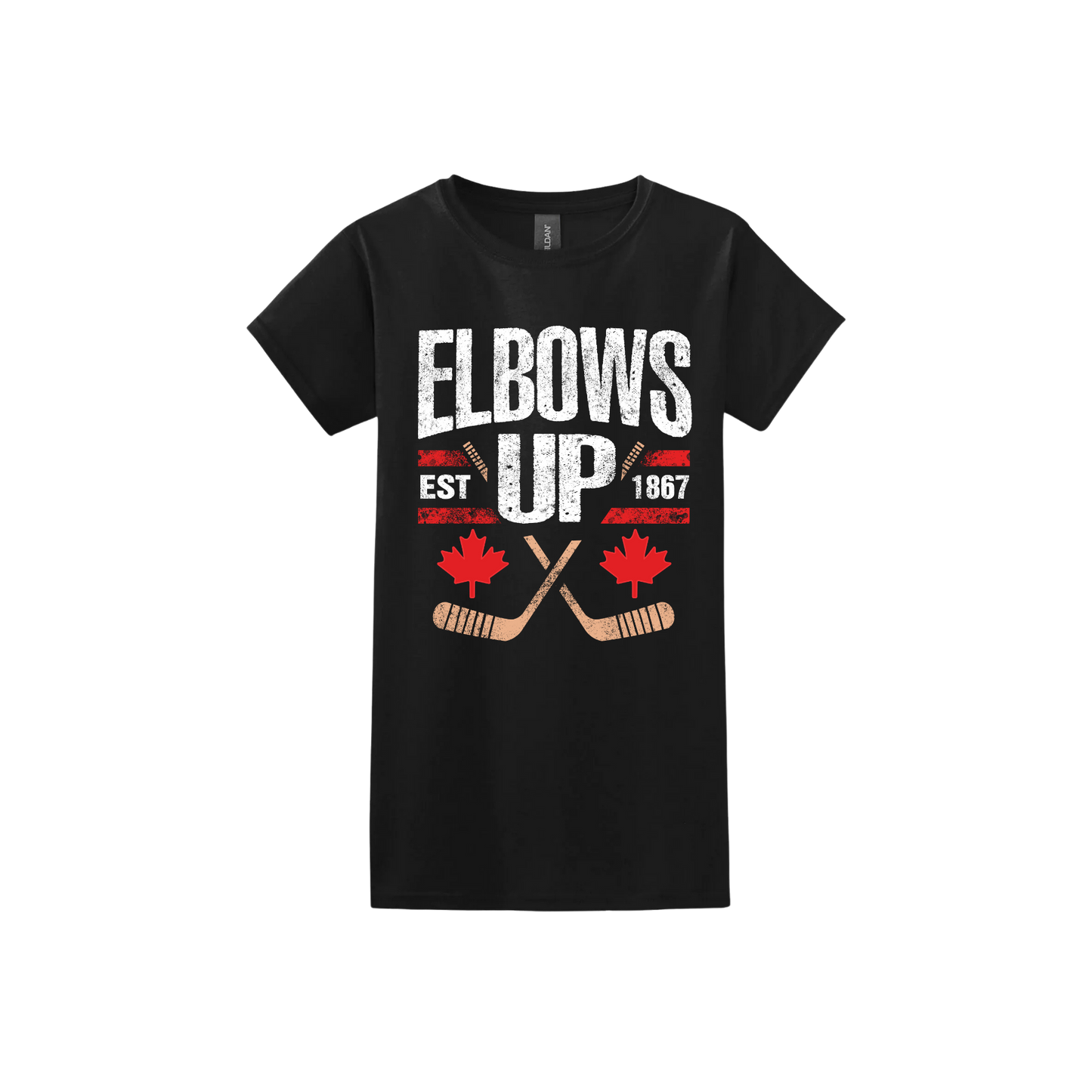 "Elbows Up" Hockey Stick Women's T-Shirt