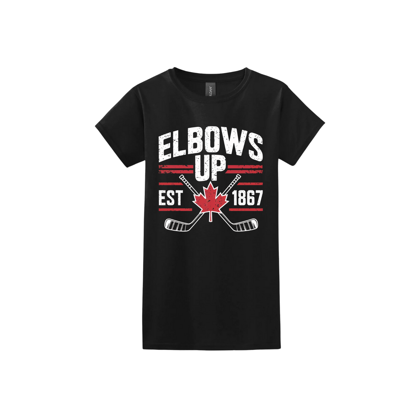 "Elbows Up" Hockey Stick Women's T-Shirt