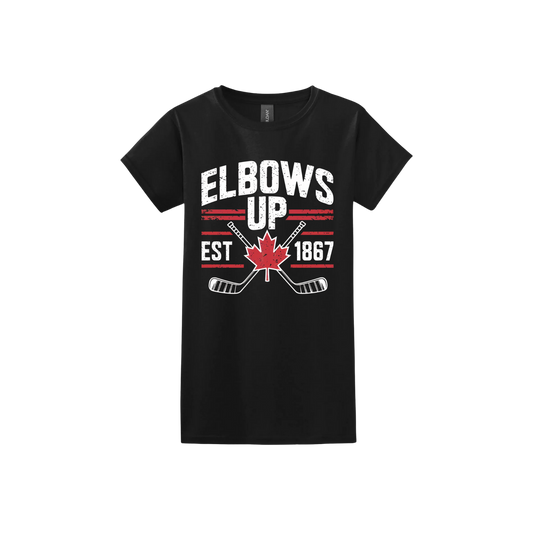 "Elbows Up" Hockey Stick Women's T-Shirt