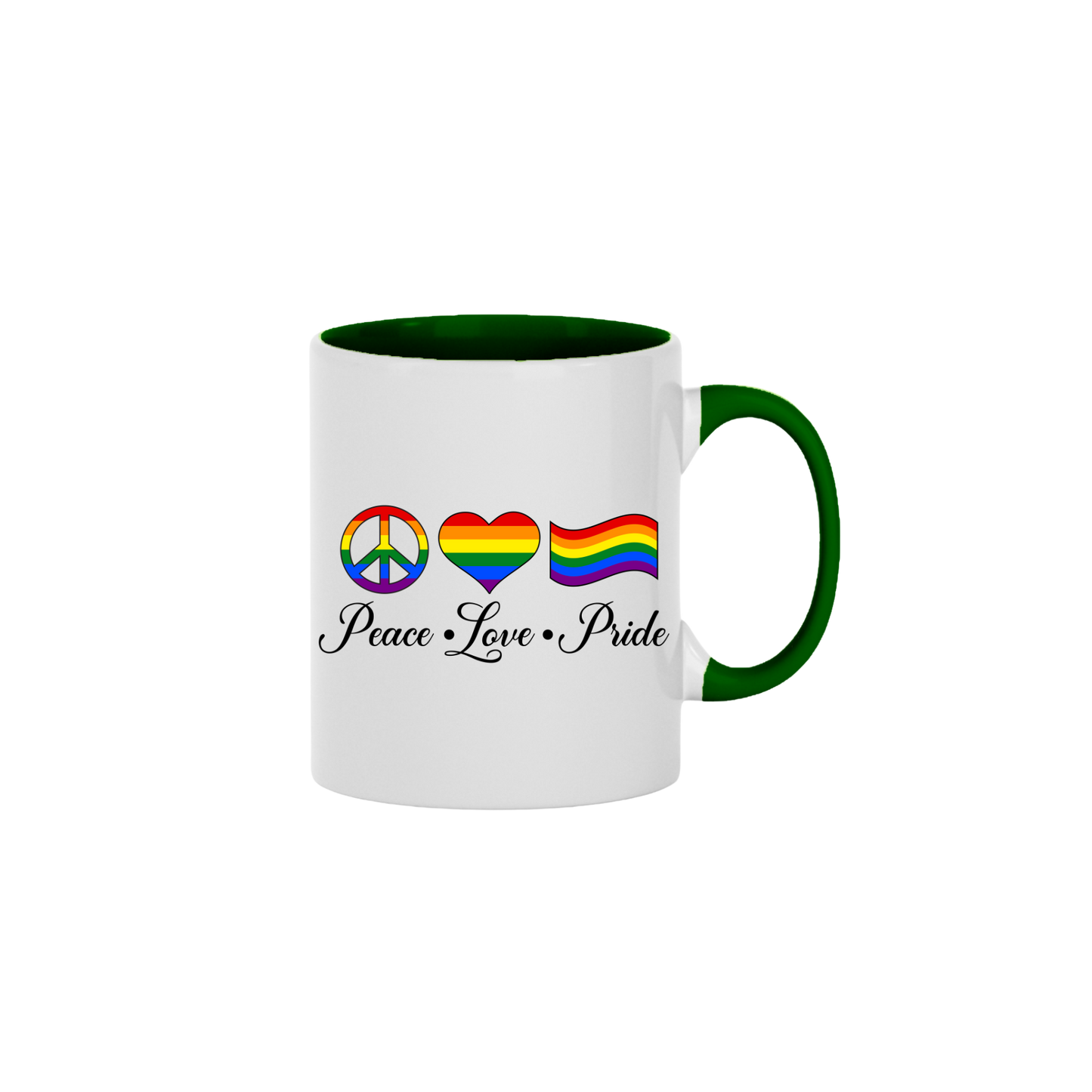 "Peace, Love, Pride" Mug