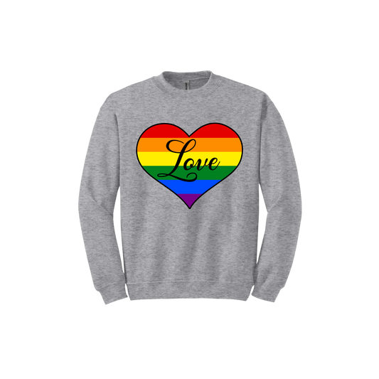 "Love" Rainbow Heart Unisex Sweatshirt